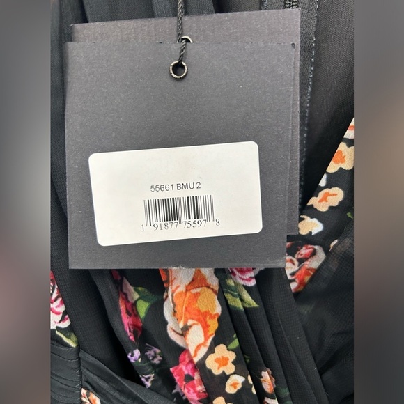 IEENA FOR MAC DUGGAL 55661 NWT Belted Floral Print Illusion Long Sleeve Gown - Picture 6 of 6